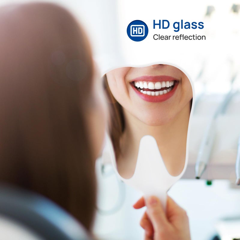 چاي ام يو مرآة على شكل أسنان من JMU، مرآة محمولة للأسنان (2، أصفر، 9.65 بوصة طول × 5.31 بوصة عرض) - Image 2